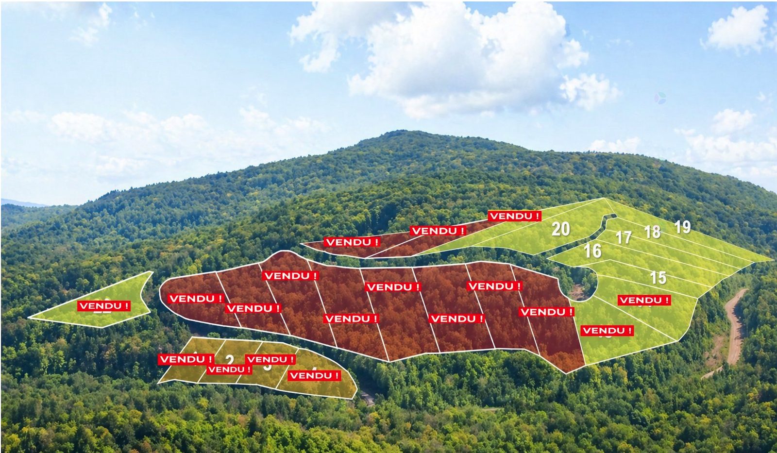 Plan d'ensemble Beaulieu-sur-Lac — lots vendus et disponibles, secteur Saint-Damien
